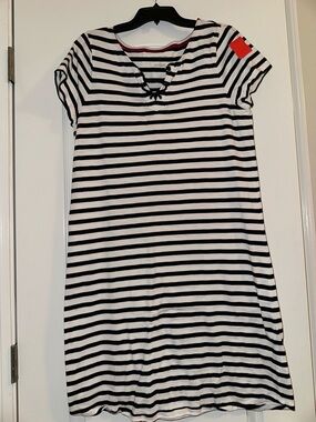 Talbots Black and White Striped Midi Dress